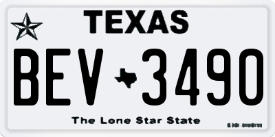 TX license plate BEV3490