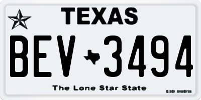 TX license plate BEV3494