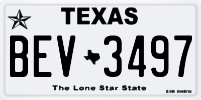 TX license plate BEV3497