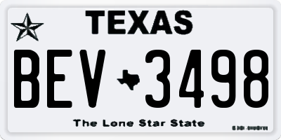 TX license plate BEV3498
