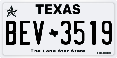 TX license plate BEV3519