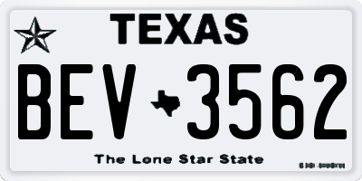 TX license plate BEV3562