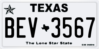 TX license plate BEV3567