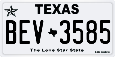 TX license plate BEV3585