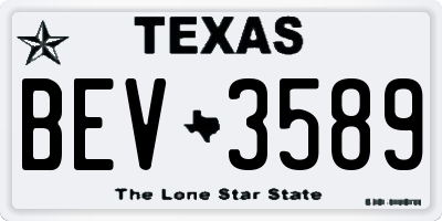 TX license plate BEV3589