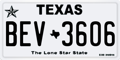 TX license plate BEV3606
