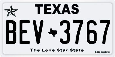 TX license plate BEV3767