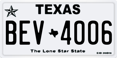 TX license plate BEV4006