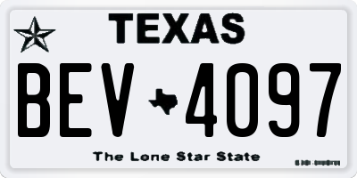 TX license plate BEV4097