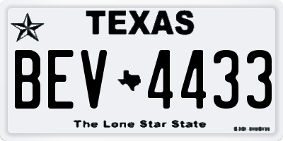 TX license plate BEV4433