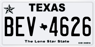 TX license plate BEV4626