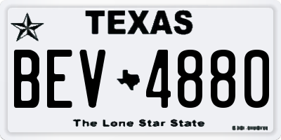 TX license plate BEV4880