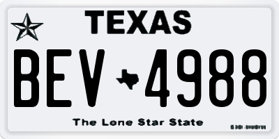TX license plate BEV4988