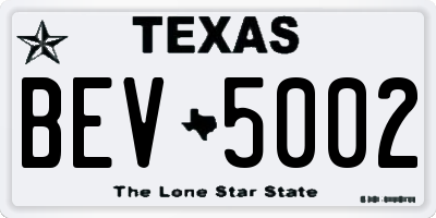 TX license plate BEV5002