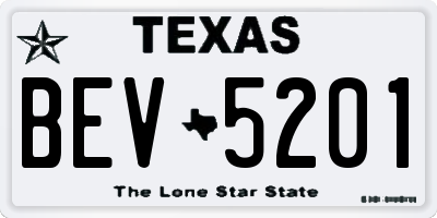 TX license plate BEV5201