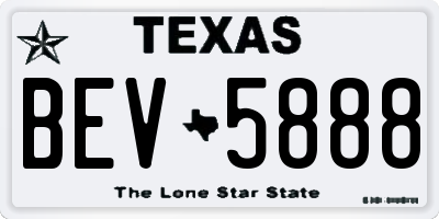 TX license plate BEV5888