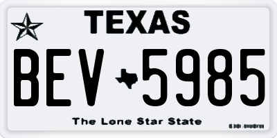 TX license plate BEV5985