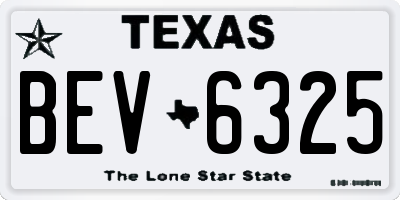 TX license plate BEV6325