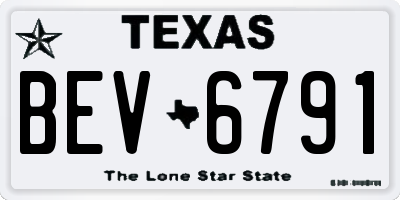 TX license plate BEV6791