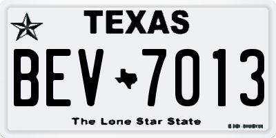 TX license plate BEV7013