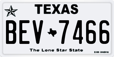 TX license plate BEV7466