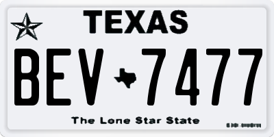 TX license plate BEV7477