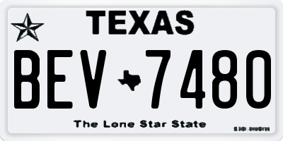 TX license plate BEV7480