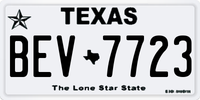 TX license plate BEV7723
