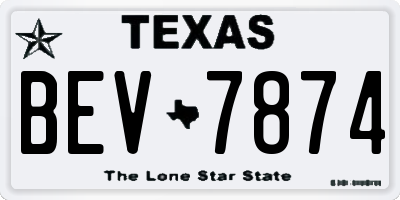 TX license plate BEV7874