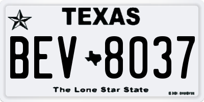 TX license plate BEV8037