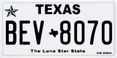 TX license plate BEV8070