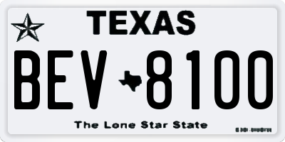TX license plate BEV8100