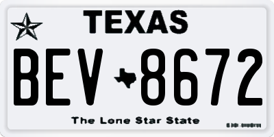 TX license plate BEV8672