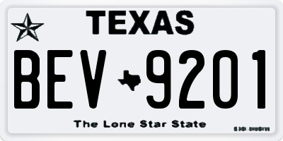 TX license plate BEV9201