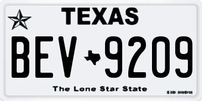 TX license plate BEV9209