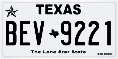 TX license plate BEV9221