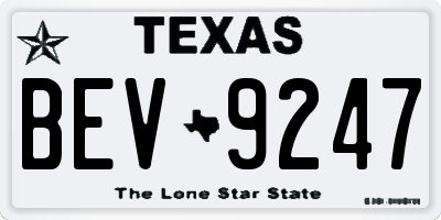 TX license plate BEV9247