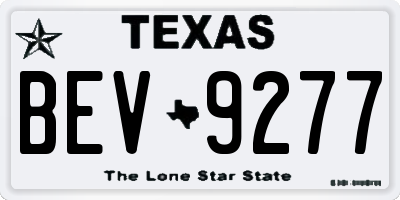 TX license plate BEV9277