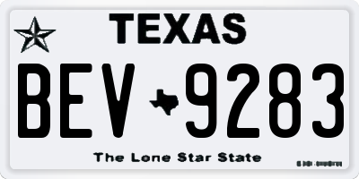 TX license plate BEV9283