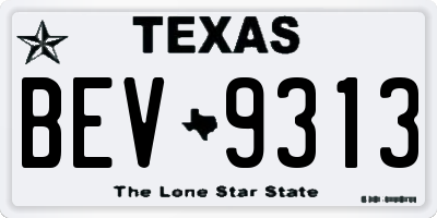 TX license plate BEV9313