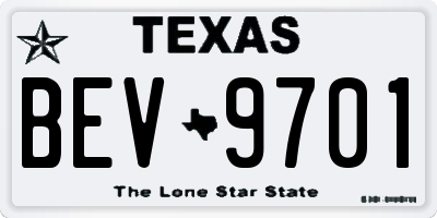 TX license plate BEV9701