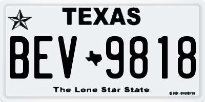 TX license plate BEV9818