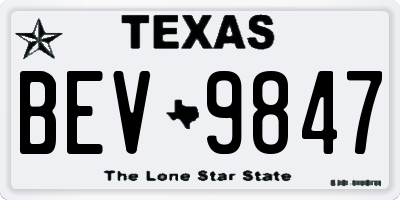 TX license plate BEV9847