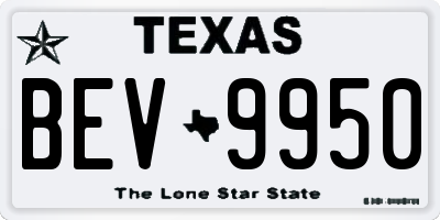 TX license plate BEV9950