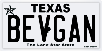 TX license plate BEVGAN