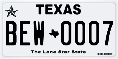 TX license plate BEW0007