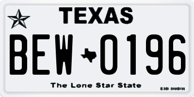 TX license plate BEW0196