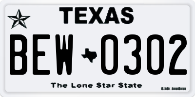TX license plate BEW0302