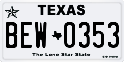 TX license plate BEW0353