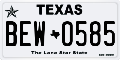 TX license plate BEW0585